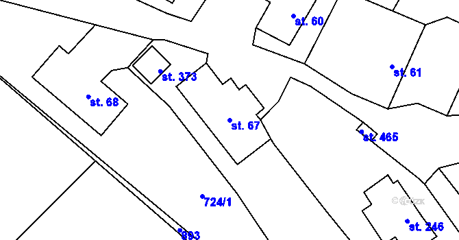 Parcela st. 67 v KÚ Kameničky, Katastrální mapa