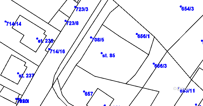 Parcela st. 85 v KÚ Kameničky, Katastrální mapa