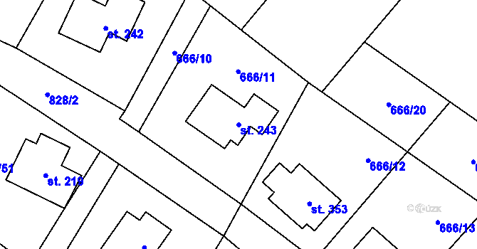 Parcela st. 243 v KÚ Kameničky, Katastrální mapa