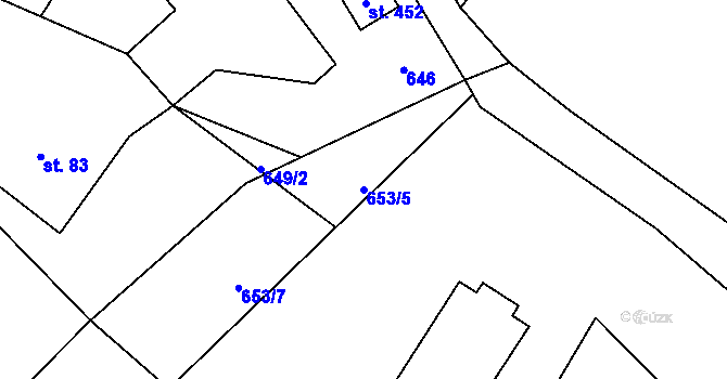 Parcela st. 653/5 v KÚ Kameničky, Katastrální mapa