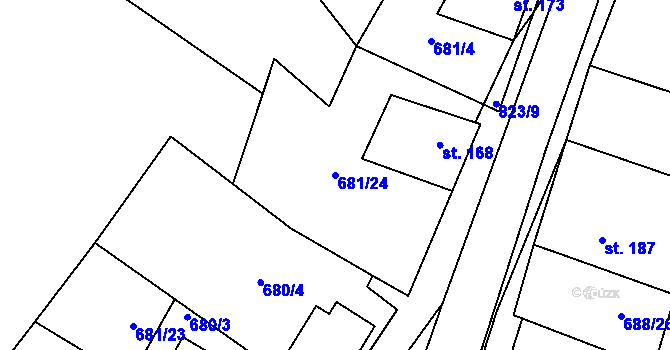 Parcela st. 681/24 v KÚ Kameničky, Katastrální mapa