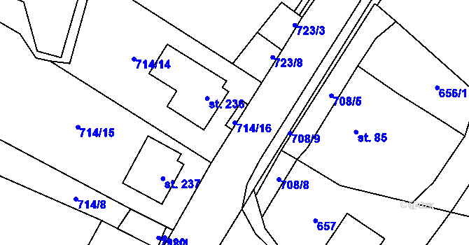 Parcela st. 714/16 v KÚ Kameničky, Katastrální mapa