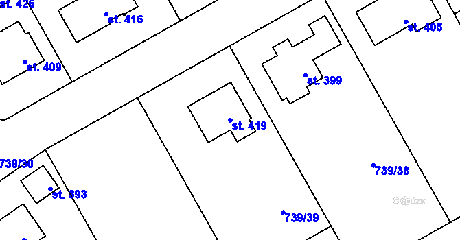 Parcela st. 419 v KÚ Kameničky, Katastrální mapa