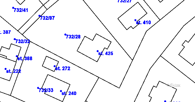 Parcela st. 425 v KÚ Kameničky, Katastrální mapa