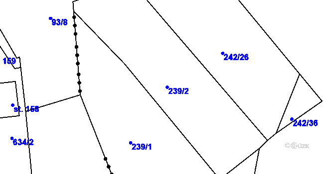 Parcela st. 239/2 v KÚ Kameničky, Katastrální mapa