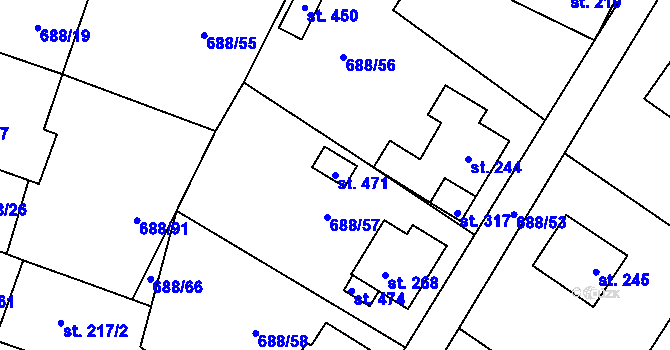 Parcela st. 471 v KÚ Kameničky, Katastrální mapa