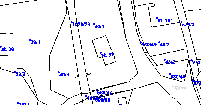 Parcela st. 37 v KÚ Kameničná, Katastrální mapa