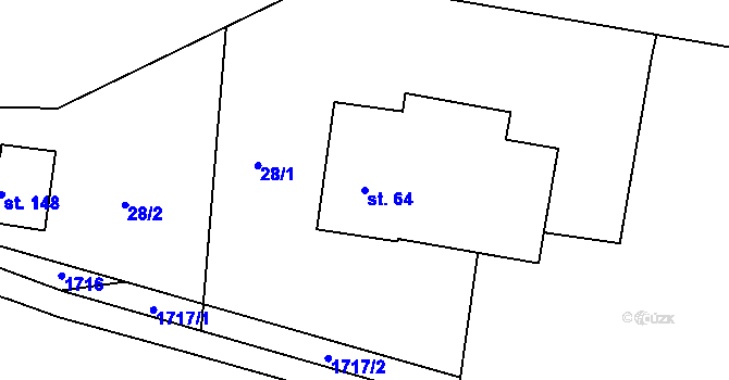 Parcela st. 64 v KÚ Kameničná, Katastrální mapa