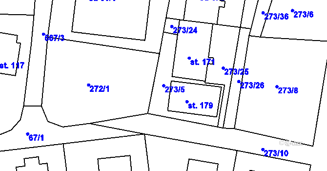 Parcela st. 273/5 v KÚ Kameničná, Katastrální mapa