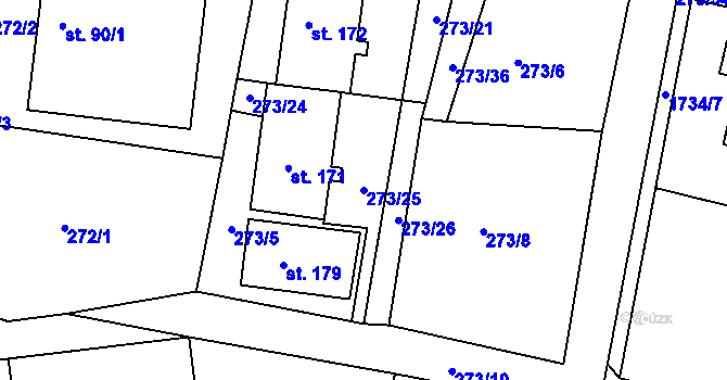 Parcela st. 273/25 v KÚ Kameničná, Katastrální mapa