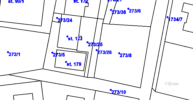 Parcela st. 273/26 v KÚ Kameničná, Katastrální mapa
