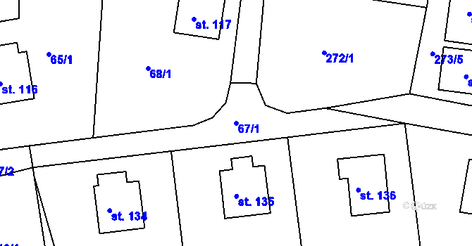 Parcela st. 67/1 v KÚ Kameničná, Katastrální mapa