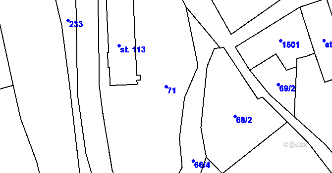 Parcela st. 71 v KÚ Kamenka, Katastrální mapa