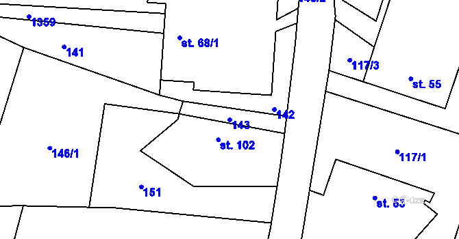 Parcela st. 143 v KÚ Kamenka, Katastrální mapa
