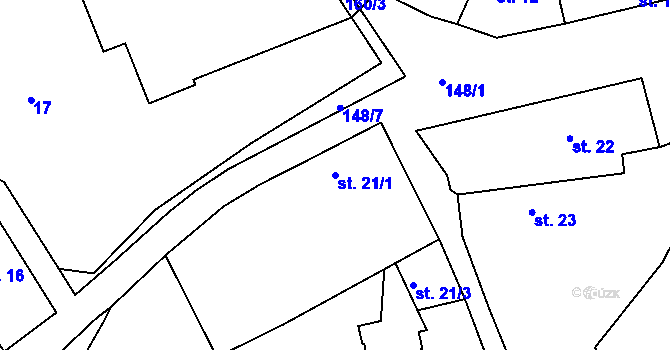 Parcela st. 21/1 v KÚ Kamenná u Příbramě, Katastrální mapa