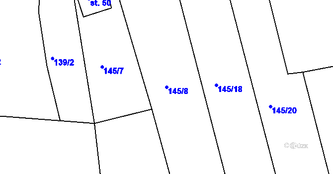 Parcela st. 145/8 v KÚ Kamenná u Příbramě, Katastrální mapa