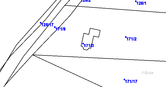 Parcela st. 171/3 v KÚ Zavržice, Katastrální mapa