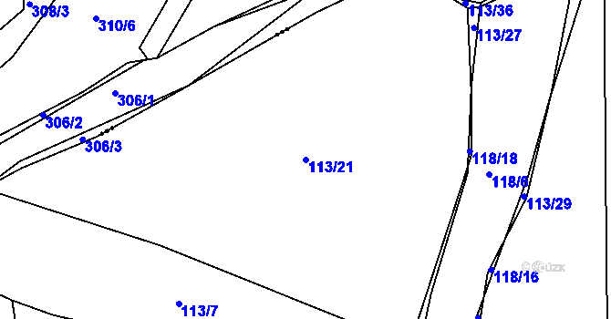 Parcela st. 113/21 v KÚ Zavržice, Katastrální mapa