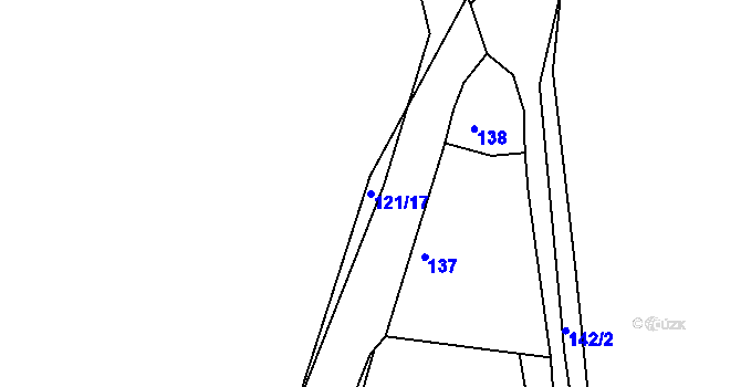 Parcela st. 121/17 v KÚ Zavržice, Katastrální mapa