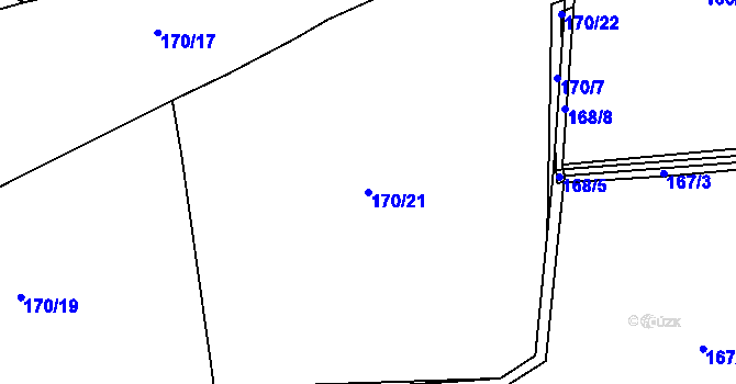 Parcela st. 170/21 v KÚ Zavržice, Katastrální mapa