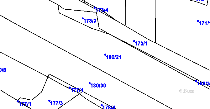 Parcela st. 180/21 v KÚ Zavržice, Katastrální mapa