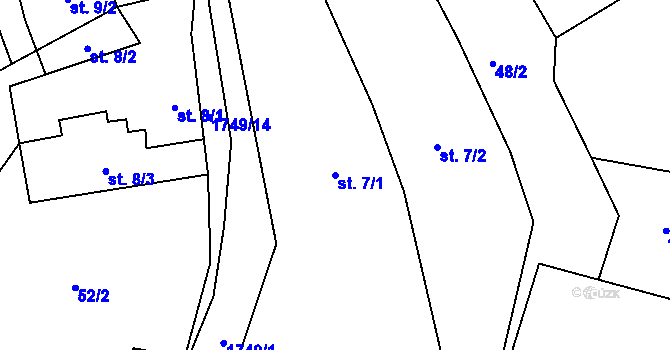 Parcela st. 7/1 v KÚ Kamenná u Trhových Svinů, Katastrální mapa