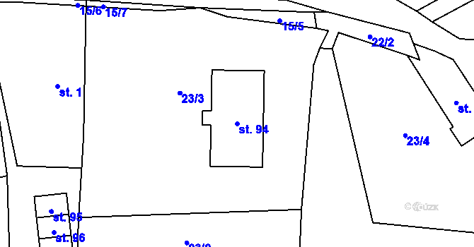 Parcela st. 94 v KÚ Kamenná u Trhových Svinů, Katastrální mapa