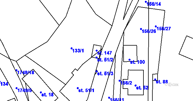 Parcela st. 147 v KÚ Kamenná u Trhových Svinů, Katastrální mapa