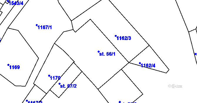 Parcela st. 56/1 v KÚ Kondrač, Katastrální mapa