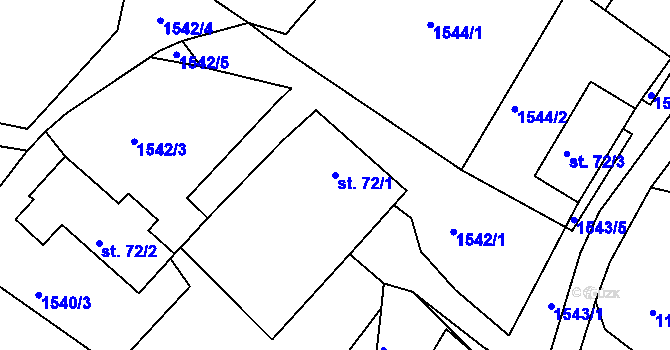 Parcela st. 72/1 v KÚ Kondrač, Katastrální mapa
