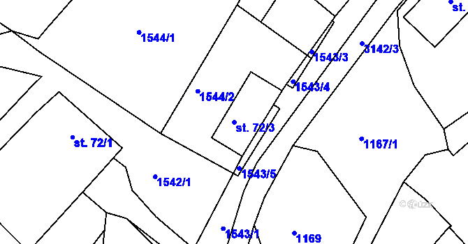 Parcela st. 72/3 v KÚ Kondrač, Katastrální mapa