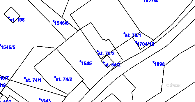 Parcela st. 75/2 v KÚ Kondrač, Katastrální mapa
