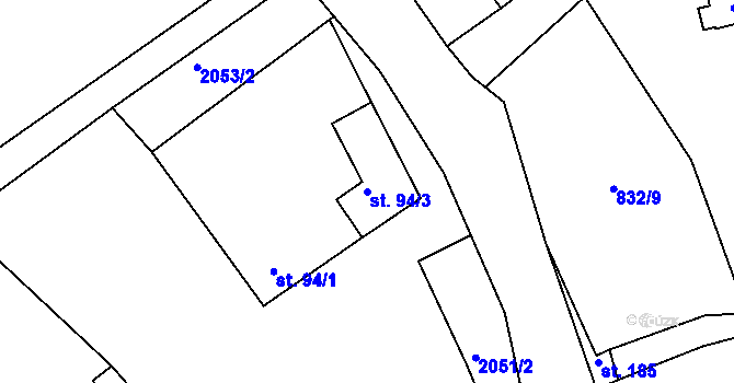Parcela st. 94/3 v KÚ Kondrač, Katastrální mapa