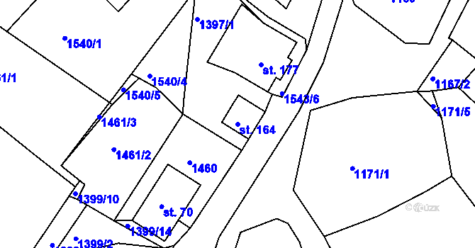 Parcela st. 164 v KÚ Kondrač, Katastrální mapa