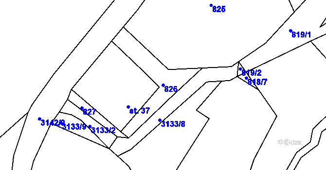 Parcela st. 826 v KÚ Kondrač, Katastrální mapa