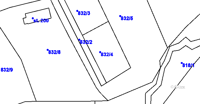 Parcela st. 832/4 v KÚ Kondrač, Katastrální mapa