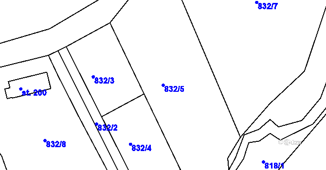 Parcela st. 832/5 v KÚ Kondrač, Katastrální mapa