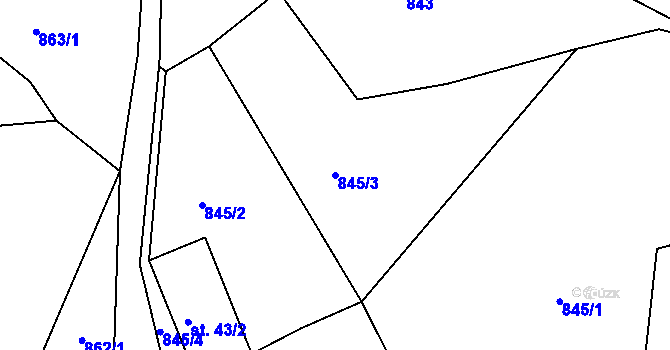 Parcela st. 845/3 v KÚ Kondrač, Katastrální mapa