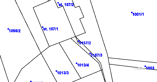 Parcela st. 3157/2 v KÚ Kondrač, Katastrální mapa