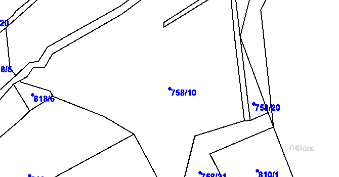 Parcela st. 758/10 v KÚ Kondrač, Katastrální mapa