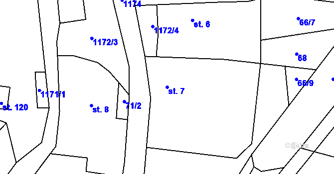 Parcela st. 7 v KÚ Kamenná u Jihlavy, Katastrální mapa
