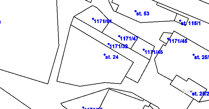 Parcela st. 24 v KÚ Kamenná u Jihlavy, Katastrální mapa