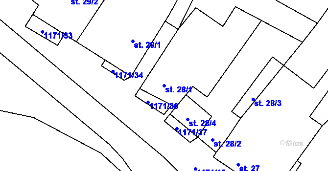Parcela st. 28/1 v KÚ Kamenná u Jihlavy, Katastrální mapa