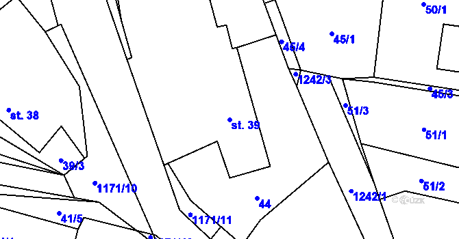 Parcela st. 39 v KÚ Kamenná u Jihlavy, Katastrální mapa