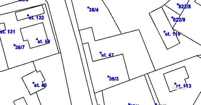 Parcela st. 47 v KÚ Kamenná u Jihlavy, Katastrální mapa