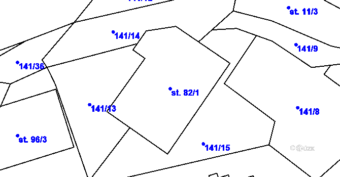 Parcela st. 82/1 v KÚ Kamenná u Jihlavy, Katastrální mapa