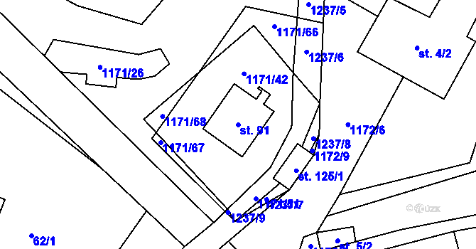 Parcela st. 91 v KÚ Kamenná u Jihlavy, Katastrální mapa