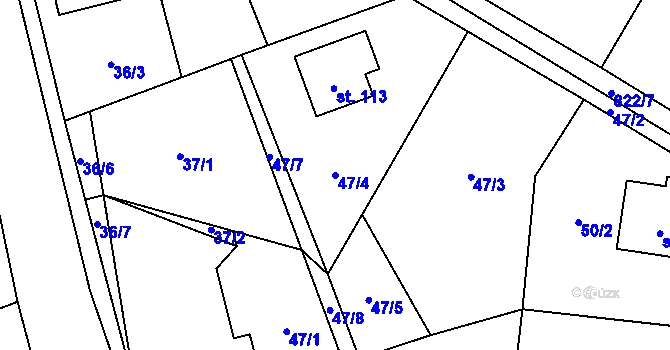 Parcela st. 47/4 v KÚ Kamenná u Jihlavy, Katastrální mapa