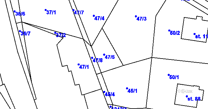 Parcela st. 47/5 v KÚ Kamenná u Jihlavy, Katastrální mapa