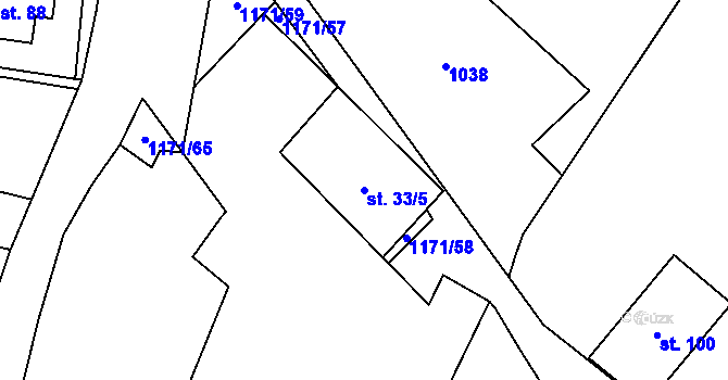 Parcela st. 33/5 v KÚ Kamenná u Jihlavy, Katastrální mapa